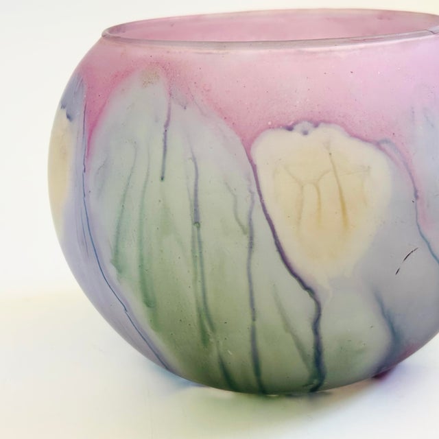 Vintage Hand Painted Art Glass Sphere Vase - Deco Art Designs, Canada For Sale In San Francisco - Image 6 of 9