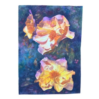 1980s Floral Watercolor Still Life, Signed by Florence Strauss For Sale