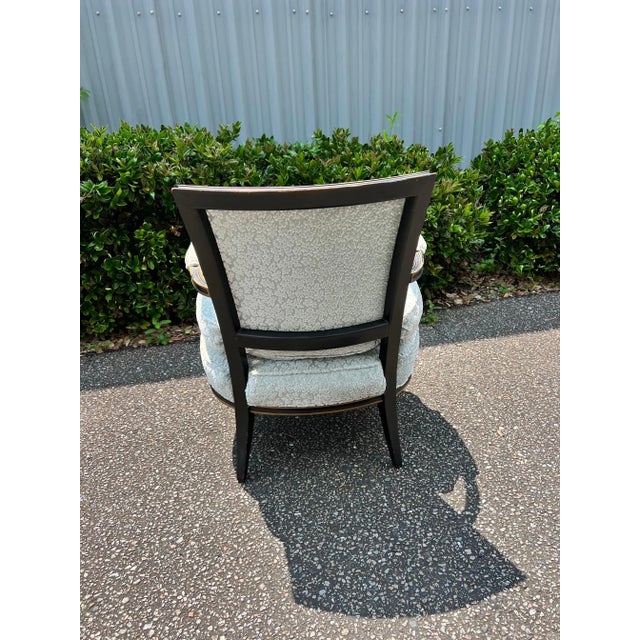 Custom Vintage Louis XVI Blue raised Velvet Floral Bergere Armchair For Sale In Charleston - Image 6 of 8