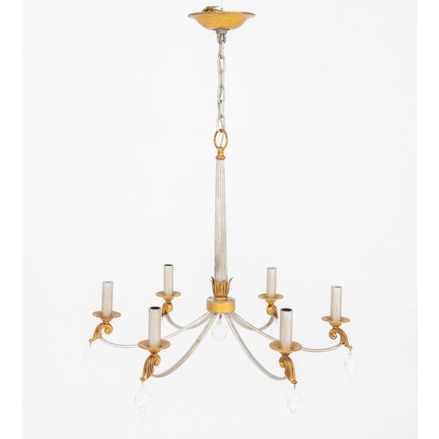 Gold Modern Art Glass Silvered and Giltwood Chandelier For Sale - Image 8 of 9