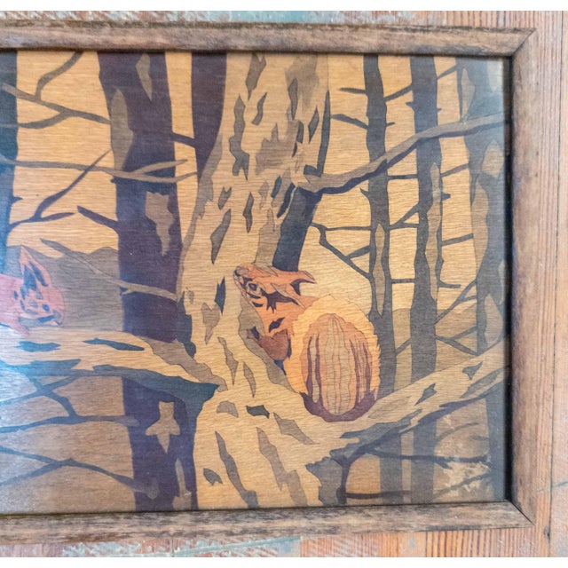 20th Century Central European Watercolor on Wood Panel Painting of Squirrels For Sale - Image 4 of 13