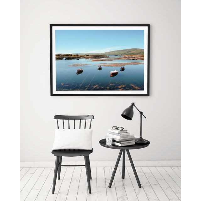 Blue Contemporary Coastal Landscape Photograph, Isle of Mull, Scotland 'Small Boats, Mull', 54 X 36" Fine Art Photography Print For Sale - Image 8 of 12