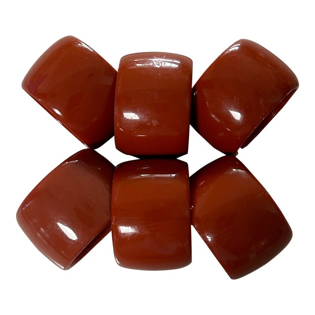 1980s Tera Cota Melamine Napkin Rings- Set of 6 For Sale