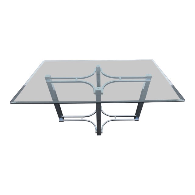 Hollywood Regency Chrome Glass Top Dining Table 6430 For Sale