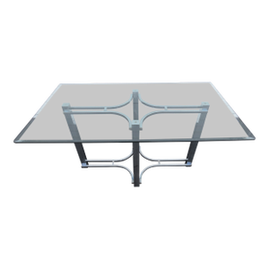 Hollywood Regency Chrome Glass Top Dining Table 6430