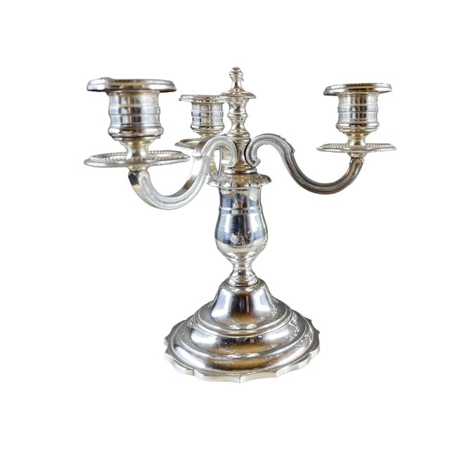 Silver-Plated Metal Candelabra, 1900s For Sale