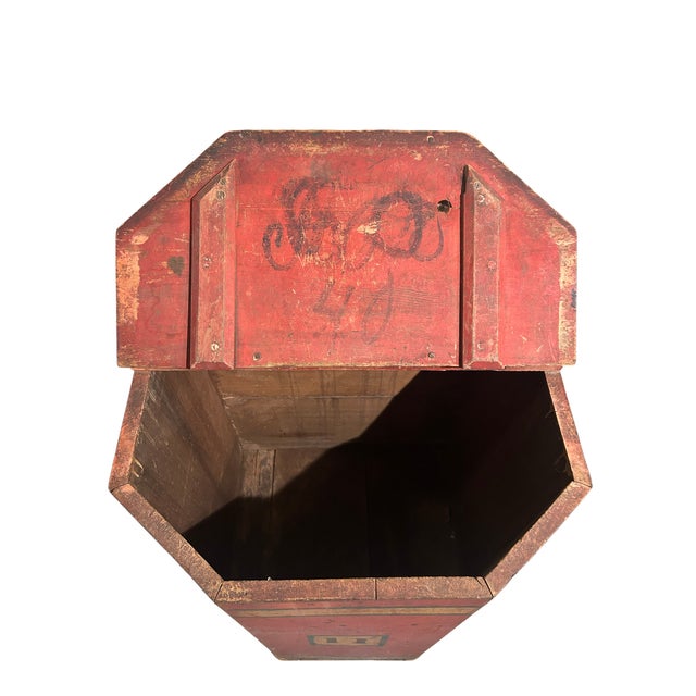 Wood 19th C Coffee Bin in Original Paint For Sale - Image 7 of 13