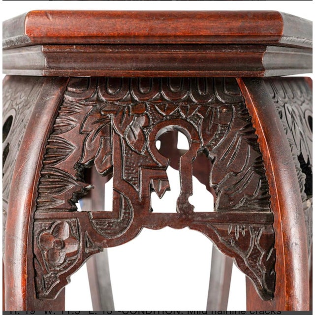 Chinese Antique Chinese Carved Wood Pedestal/Stool, C.1940s For Sale - Image 3 of 8