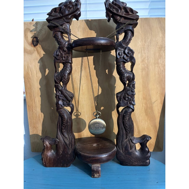Antique Carved Wood Scabbard Footed Sword Holder with Dragon Beasts For Sale - Image 10 of 12