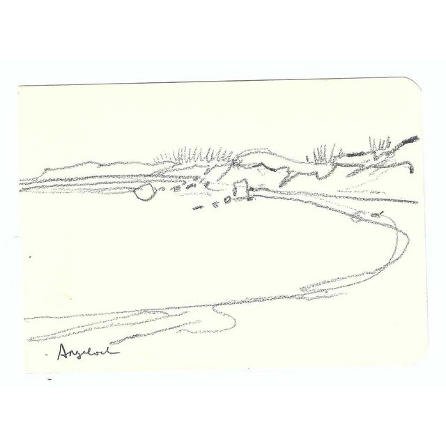 Drawing on paper by Robert Henry Angeloch (1922-2011). Estate stamp on the back. This is probably Long Island where he...