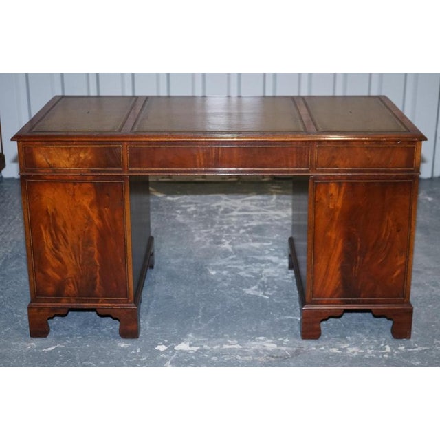 Vintage Pedestal Desk with Hunter Green Leather by Bevan Funnell For Sale - Image 12 of 18