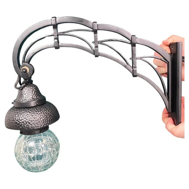 Black Secession Wall Lamp, 1890s For Sale - Image 9 of 9