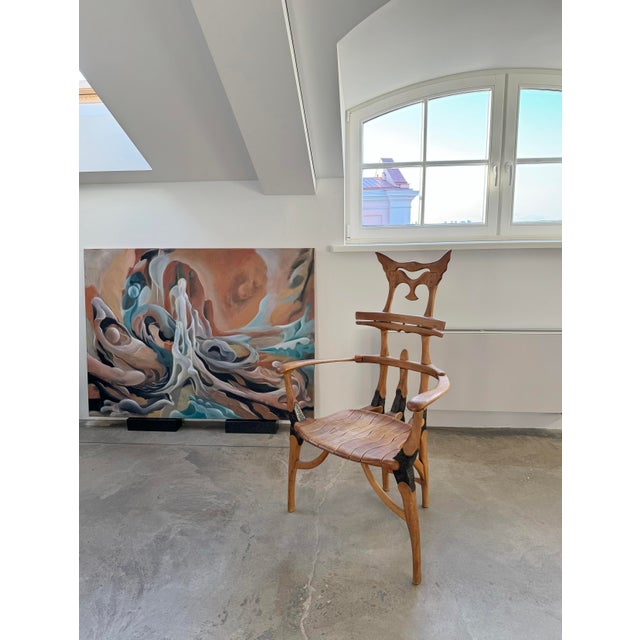 Studio Craft Movement Carved Chair For Sale - Image 6 of 9