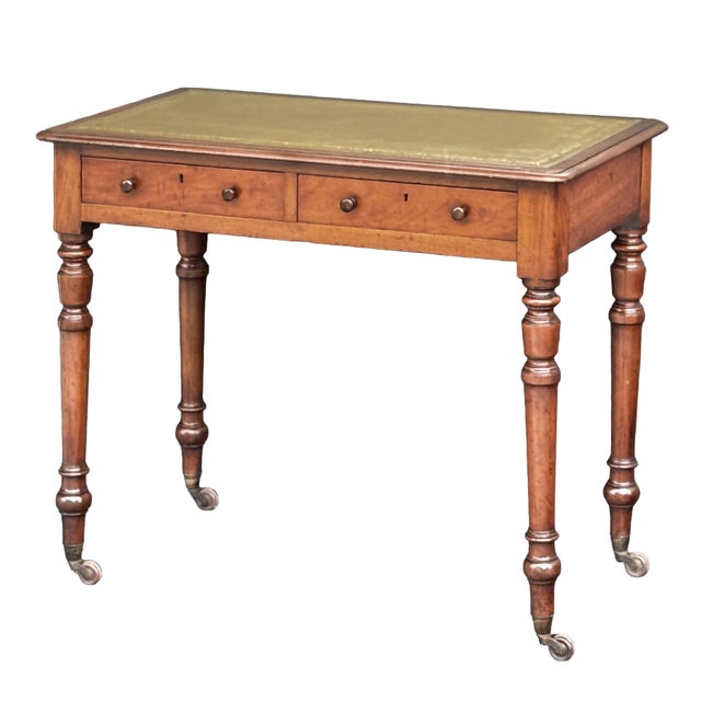 19th Century English Writing Table or Desk of Mahogany With Inset Leather Top For Sale - Image 5 of 12