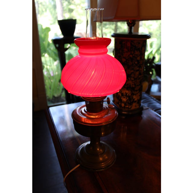 Vintage Aladdin Model 12 Electrified Oil Table Lamp With Swirled Glass Shade, Mantle For Sale - Image 18 of 18