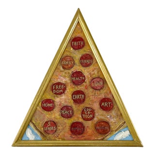 Gratitude Pizza Folk Art by Georgia Artist Carol Veliotis For Sale