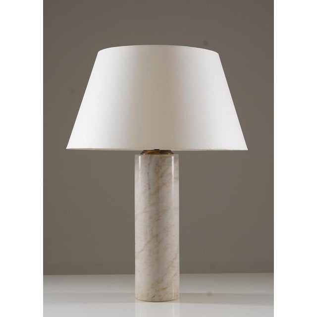 Pair of large and heavy (10kg each) marble table lamps manufactured by gropptorps marmor ab in sweden during the 1960s....