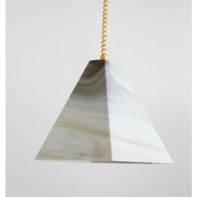 Mid-Century Modern Pendant Lamp in Glass with Marble Effect and Curly Cable, 1970s For Sale - Image 13 of 14