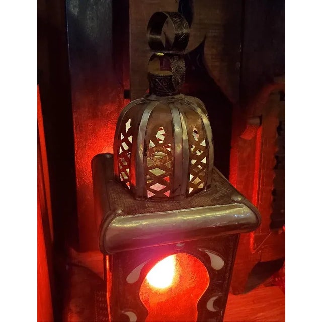 Red Moroccan Koutoubia Table Lamp or Lantern, Handmade For Sale - Image 4 of 9