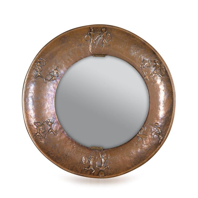 20th Century Brutalist Bronze Mirror With Figures in Relief, 1970s For Sale - Image 13 of 13