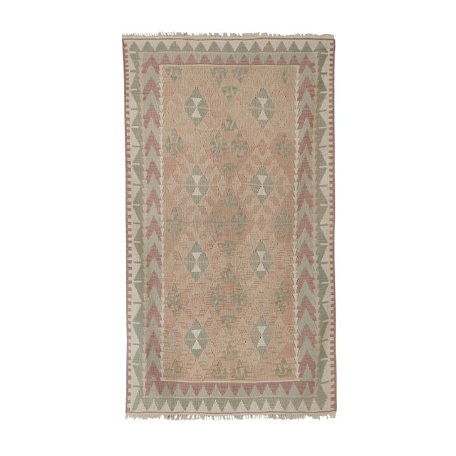 Vintage Pastel Floor Kilim Rug 4'6" X 7'7" For Sale - Image 13 of 13