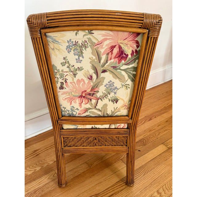 Vintage Pencil Reed Side Chair With Floral Upholstery For Sale - Image 10 of 12