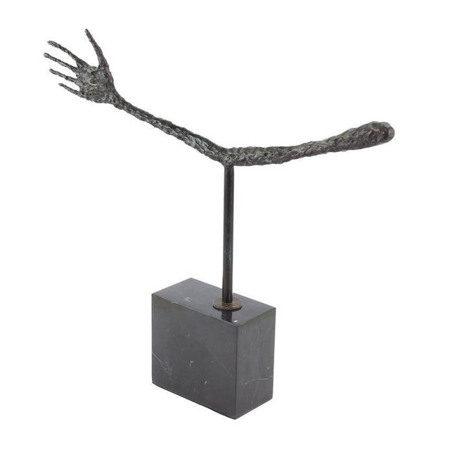 Modern Dark Sculpture of a Hand on Base, Bronze For Sale - Image 4 of 7