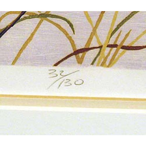 1980s Gordon Mortensen "Autumn Sunset" Signed Woodcut Reduction Art Submit Best Offer! For Sale - Image 5 of 5