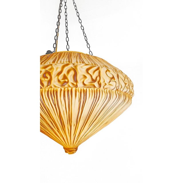 1920s Vintage Art Deco Opal Glass Shade Pendant Lamp, 1920s For Sale - Image 5 of 10
