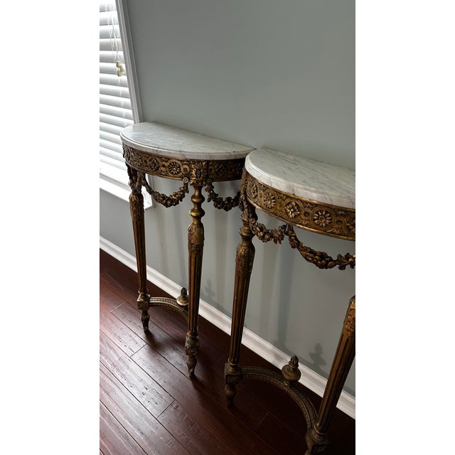 Mid-19th Century Pair of Louis XVI Demi-Lune Console Tables For Sale In Charleston - Image 6 of 8