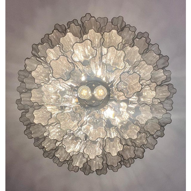 Large Vintage Murano Glass Tiered Chandelier with Smoked Glass Tube, 1990s For Sale - Image 15 of 16
