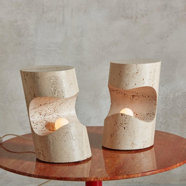 Travertine Table Lamp by Giuliano Cesari for Nucleo, Italy 1971 For Sale In Chicago - Image 6 of 12