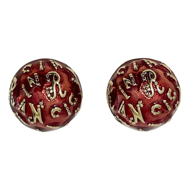 French Red and Gold Tone Ear Clips by Nina Ricci, 1980s, Set of 2 For Sale