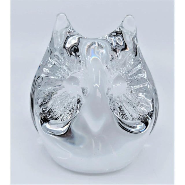 1980s Daum of France Owl Head Glass Crystal Paperweight For Sale - Image 5 of 12