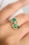 Two Stone Emerald Halo Wedding Ring Gift for Her in 18K Gold featuring natural emerald of 0.96 carats and diamonds of 0.37...