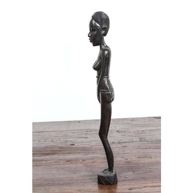 Wood Hand-Carved Ebony African Statue by Unknown Sculptor, Folk Art, Kenya For Sale - Image 7 of 11