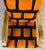 Wood Handmade Moroccan Orange and Black Wool Chair With Natural Wood Frame For Sale - Image 7 of 9