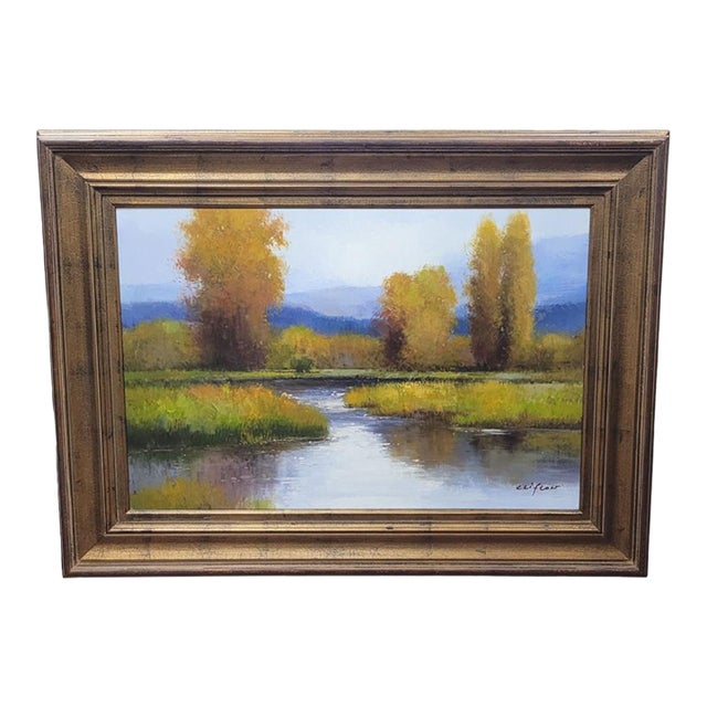 Fine Beautiful Oil Painting Landscape Signed For Sale
