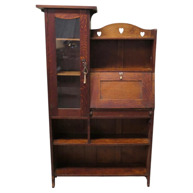 Brown Arts and Crafts Golden Oak Bookcase, 1890 For Sale - Image 8 of 8