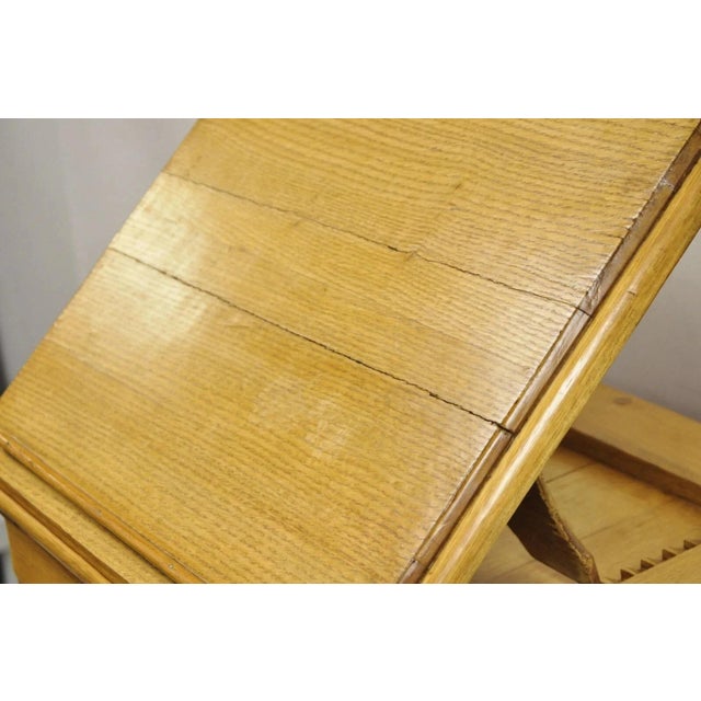 Wood Antique Arts & Crafts Oak & Maple Tambour Shutter Door Lectern Filing Cabinet For Sale - Image 7 of 12