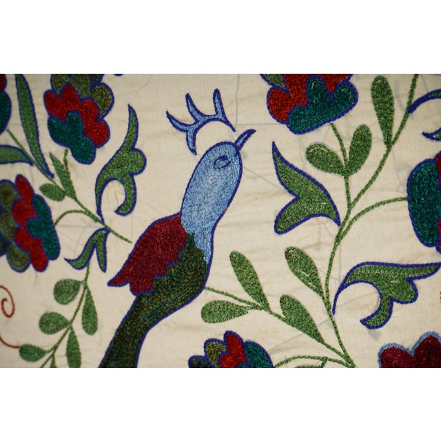 Decorative Suzani Embroidered Cotton Cloth For Sale - Image 4 of 10