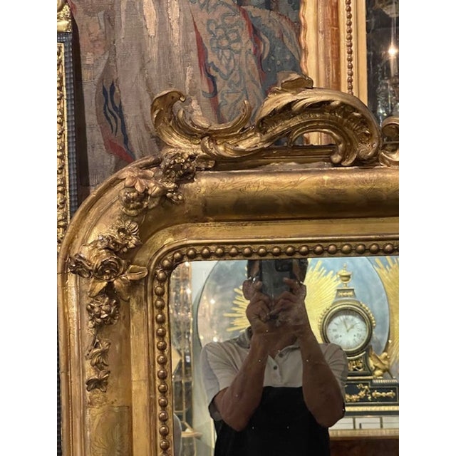 19th Century Fine 19th C. Louis Philippe Carved and Giltwood Mirror For Sale - Image 5 of 8