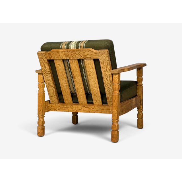 Henning Kjaernulf Style, Lounge Chairs, Oak, Fabric, Denmark, 1970s For Sale - Image 13 of 13