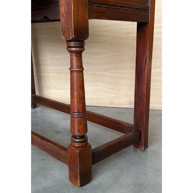 Early 20th Century Spanish Country Walnut Sofa Table or Console table with Carved Drawers For Sale - Image 14 of 18