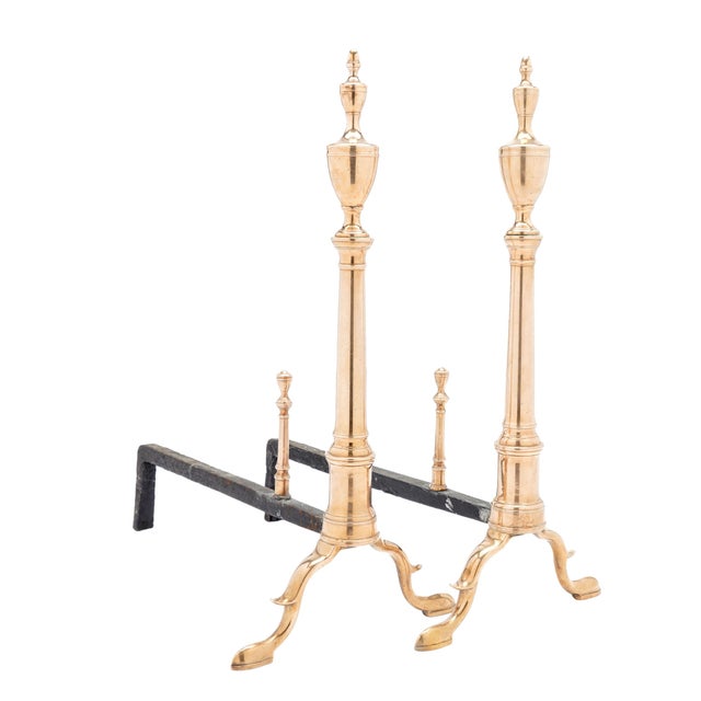 Philadelphia Federal Bell Metal Andirons With Paired Fire Tools, C. 1790 For Sale In Chicago - Image 6 of 13