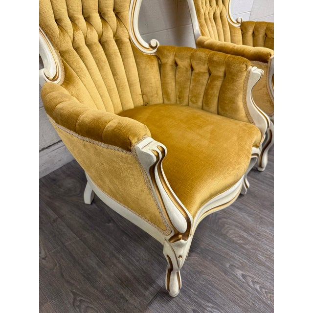 Vintage Pelham Shell & Leckie Hollywood Regency Bergere Lounge Chairs - Pair For Sale - Image 4 of 18