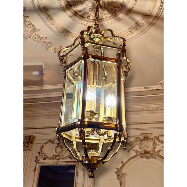 1970s Large Vintage Monumental Brass Lantern Lamp, 1970s For Sale - Image 5 of 6