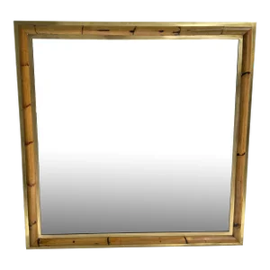 Brass and Bamboo Wall Mirror by Vivai Del Sud. Italy, 1970s