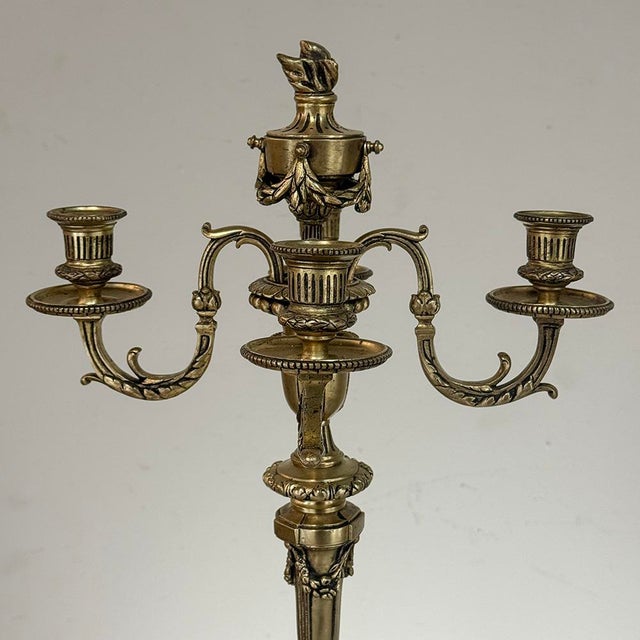 Pair of French Napoleon III Period Louis XVI Bronze Candelabra For Sale - Image 15 of 18
