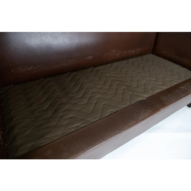 1960s Danish Two Seater Sofa Upholstered with Dark Brown Leather, 1960s For Sale - Image 5 of 9